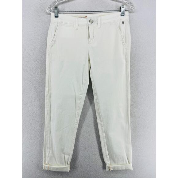 PILCRO AND THE LETTERPRESS Pants 25 Hyphen Chinos Ankle Cuffed Low Rise White - Picture 1 of 16